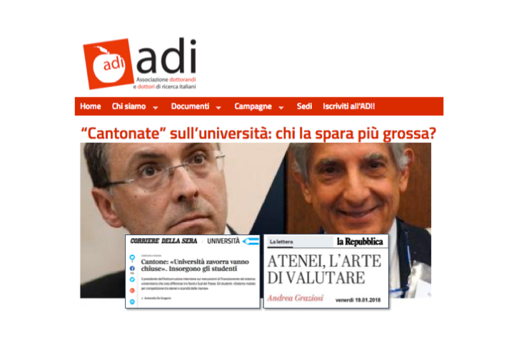 Chi la spara più grossa sull’università? Cantone o Graziosi? Nel dubbio, l’ADI boccia entrambi